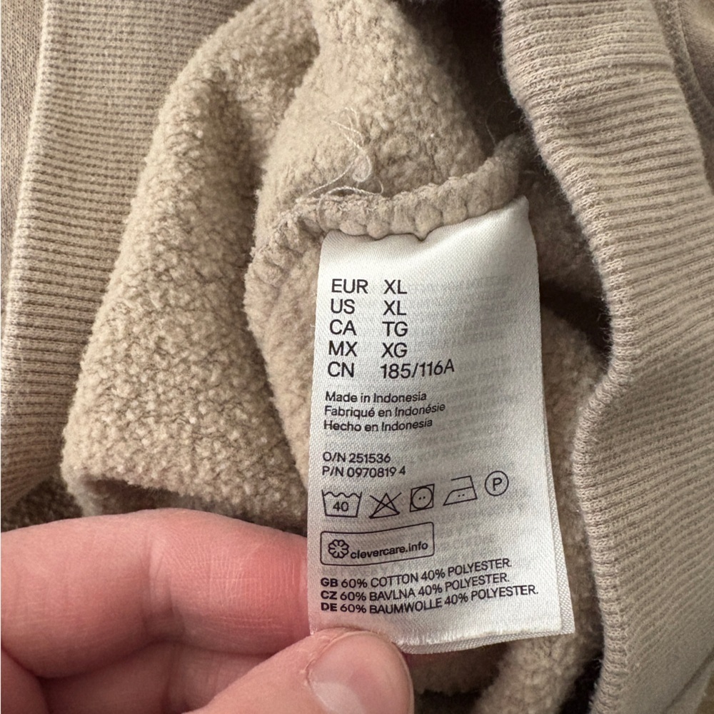 H&M Relaxed Fit Comfy Tan Hoodie Sweatshirt Men’s XL - Picture 5 of 5